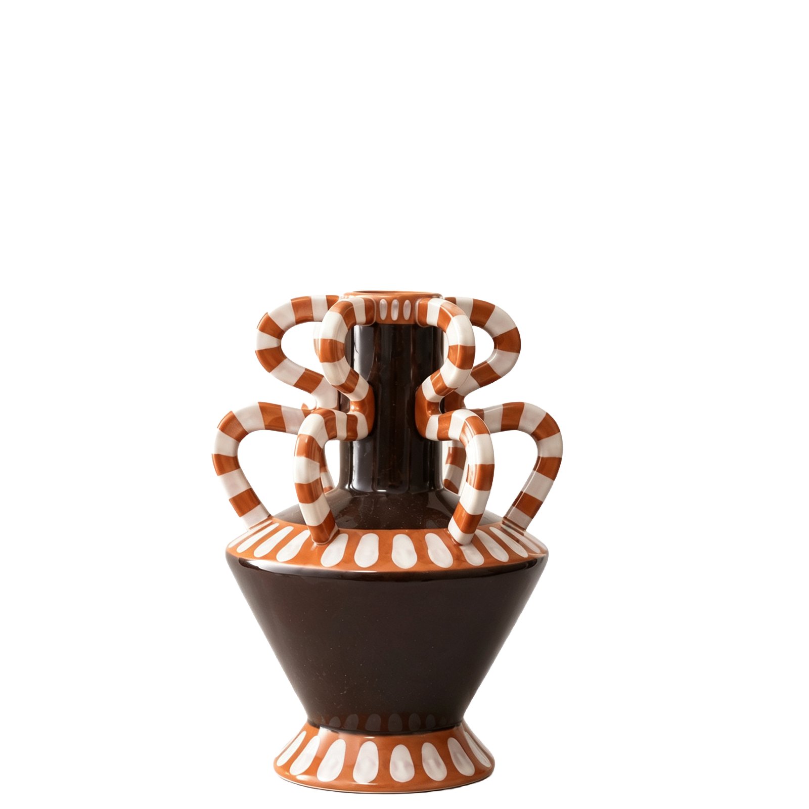 Striped Handle Terracotta Vase