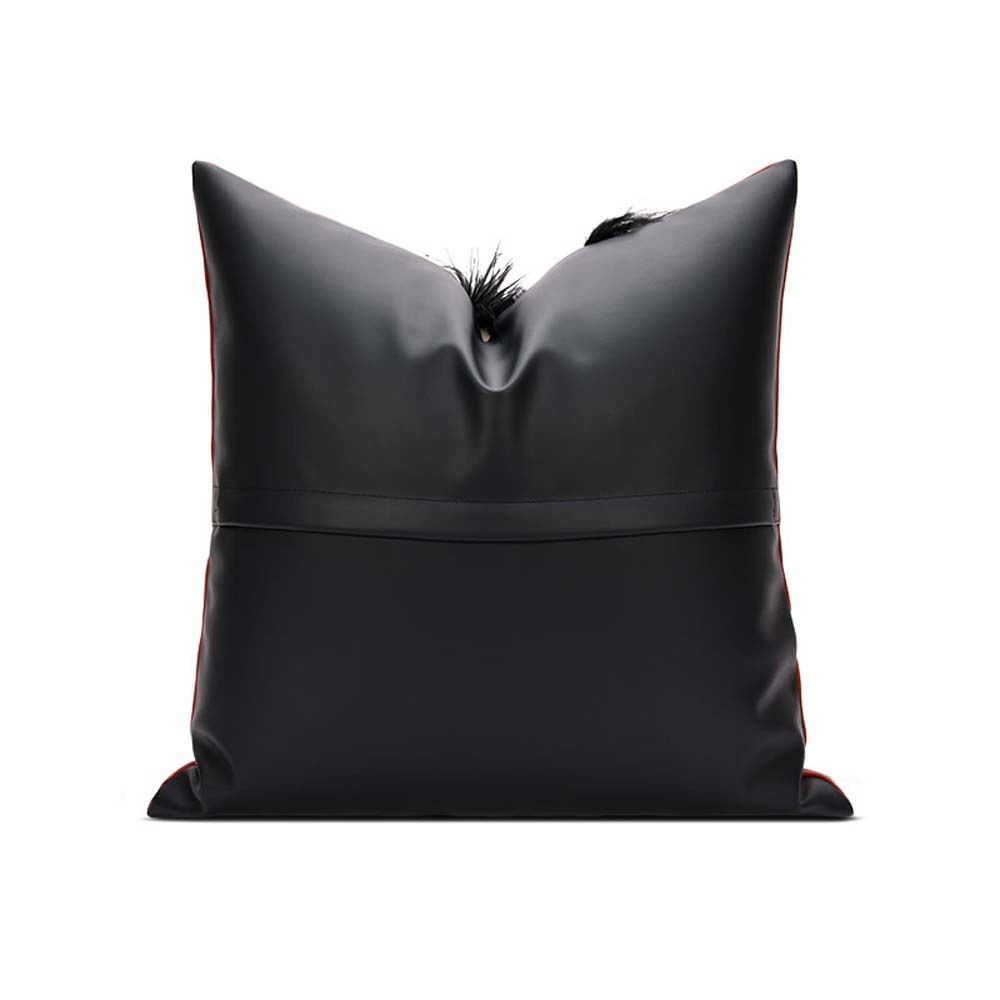 Rust Feather Trim Cushion