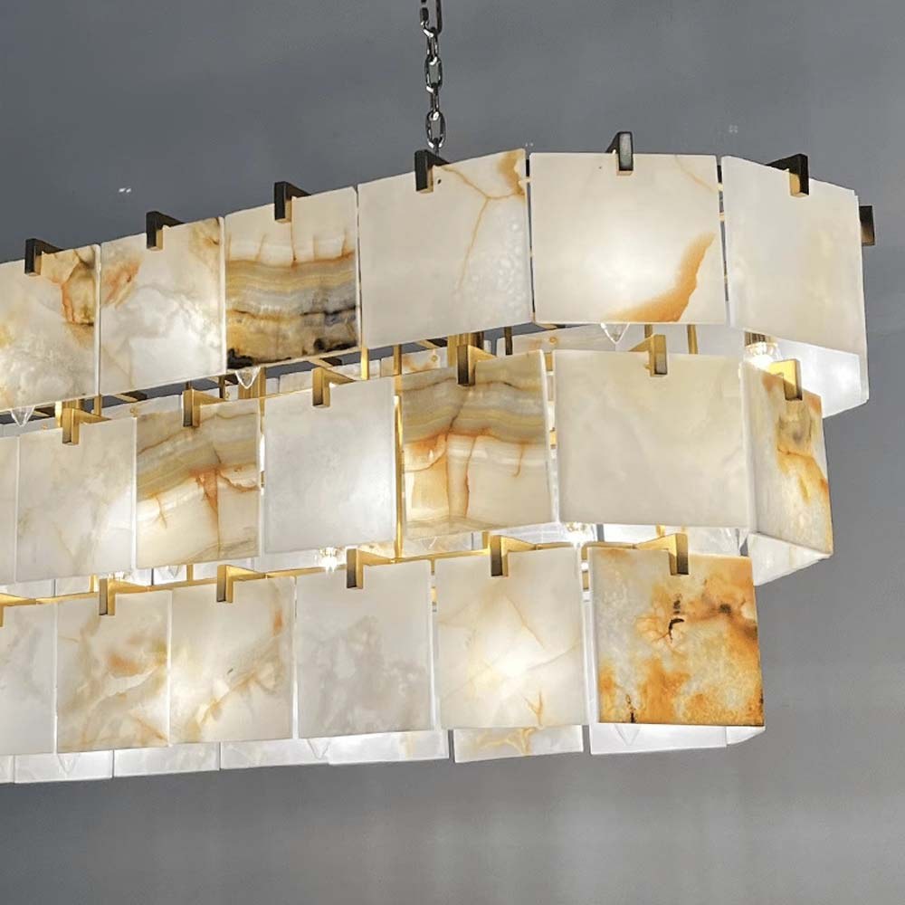 Alabaster Tiered Linear Chandelier