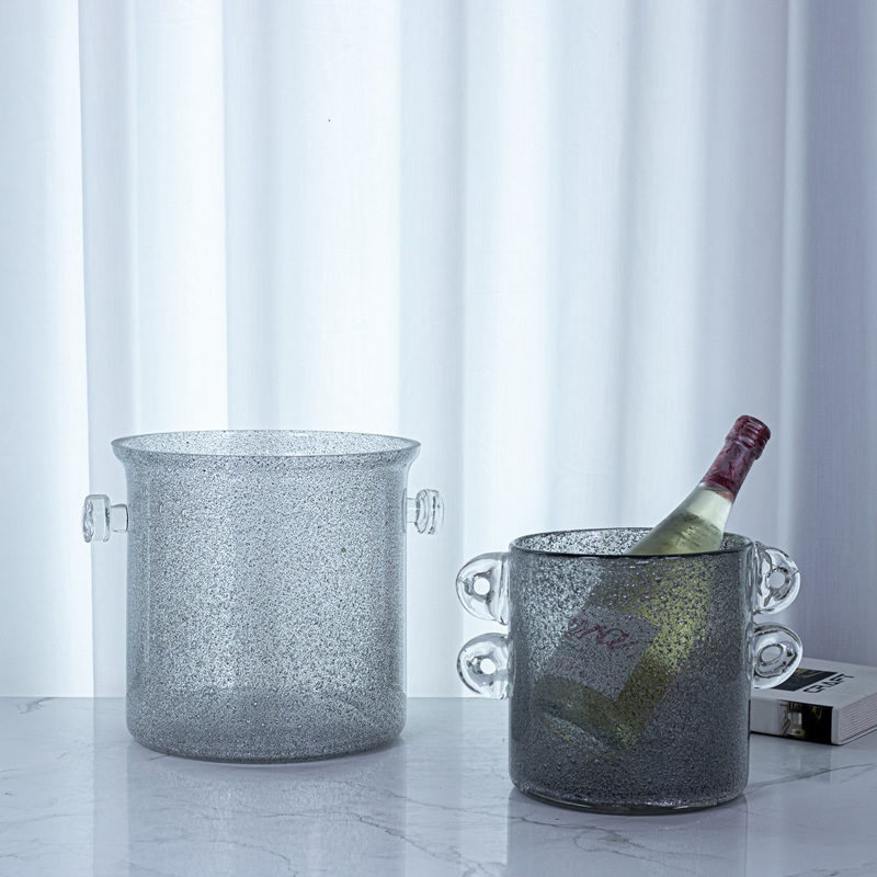 Glitter-Textured Glass Ice Bucket