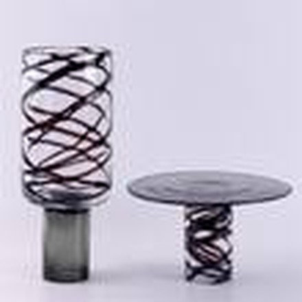 Clear & Brown & Grey Vase