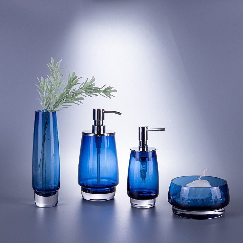Blue Glass Bath Set