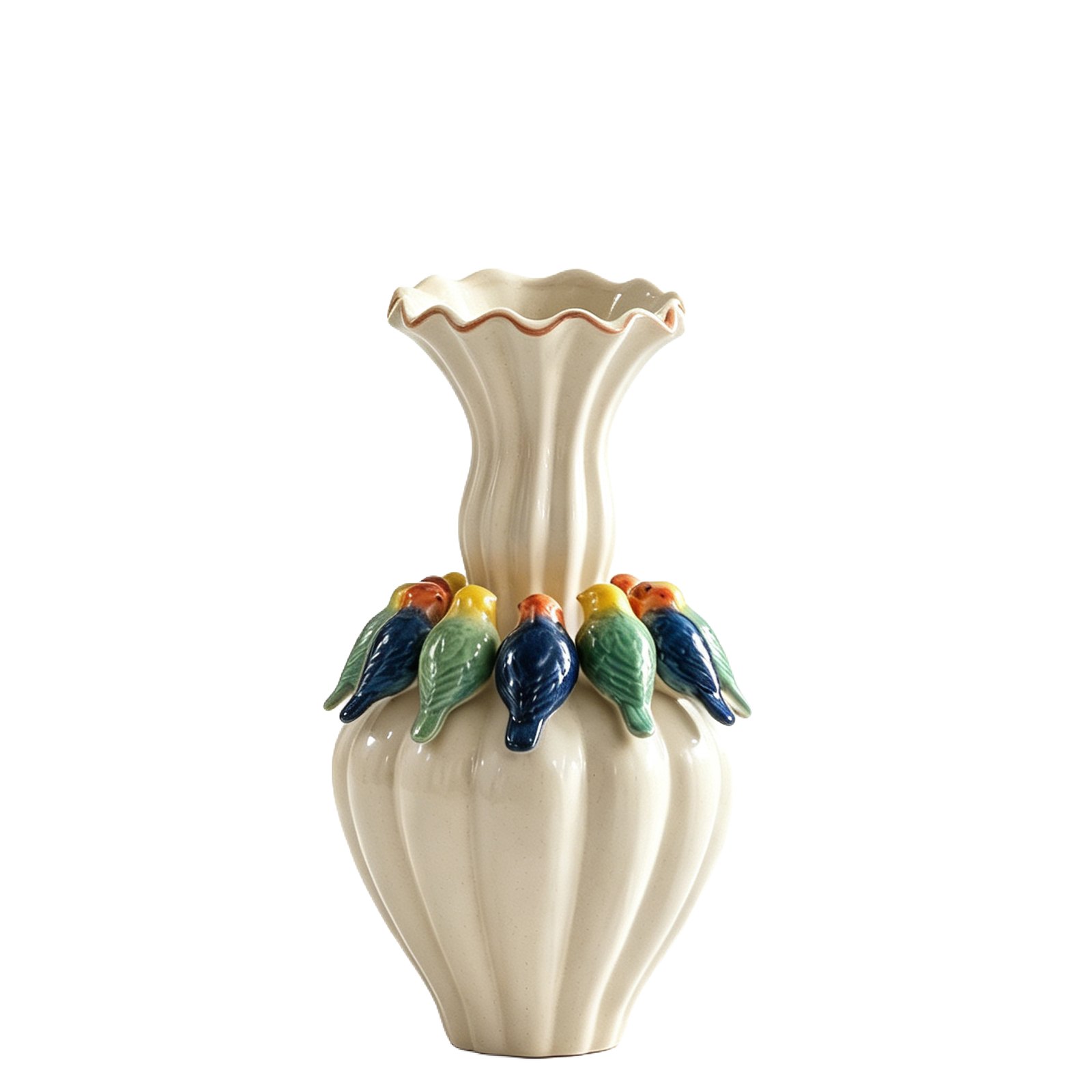 Ivory Bird Garland Vase