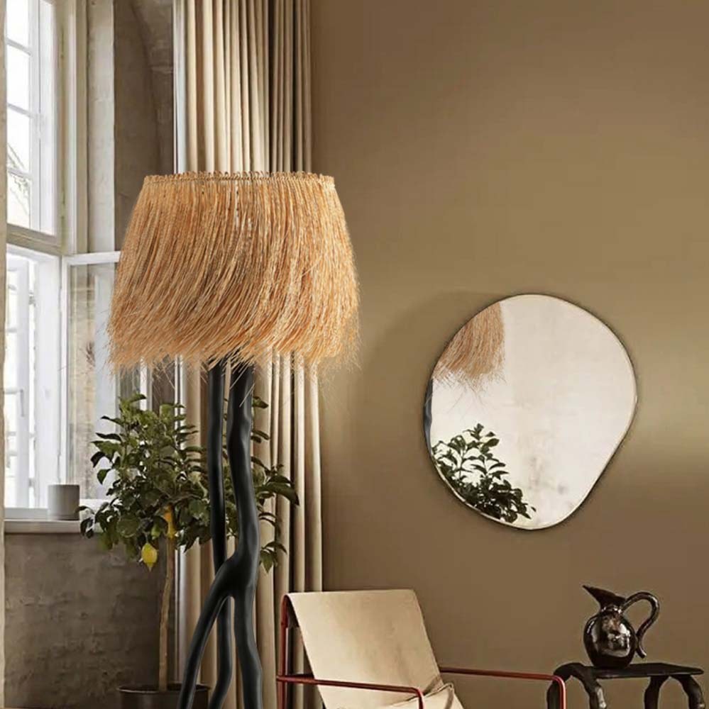 Raffia Shade Branch Floor Lamp